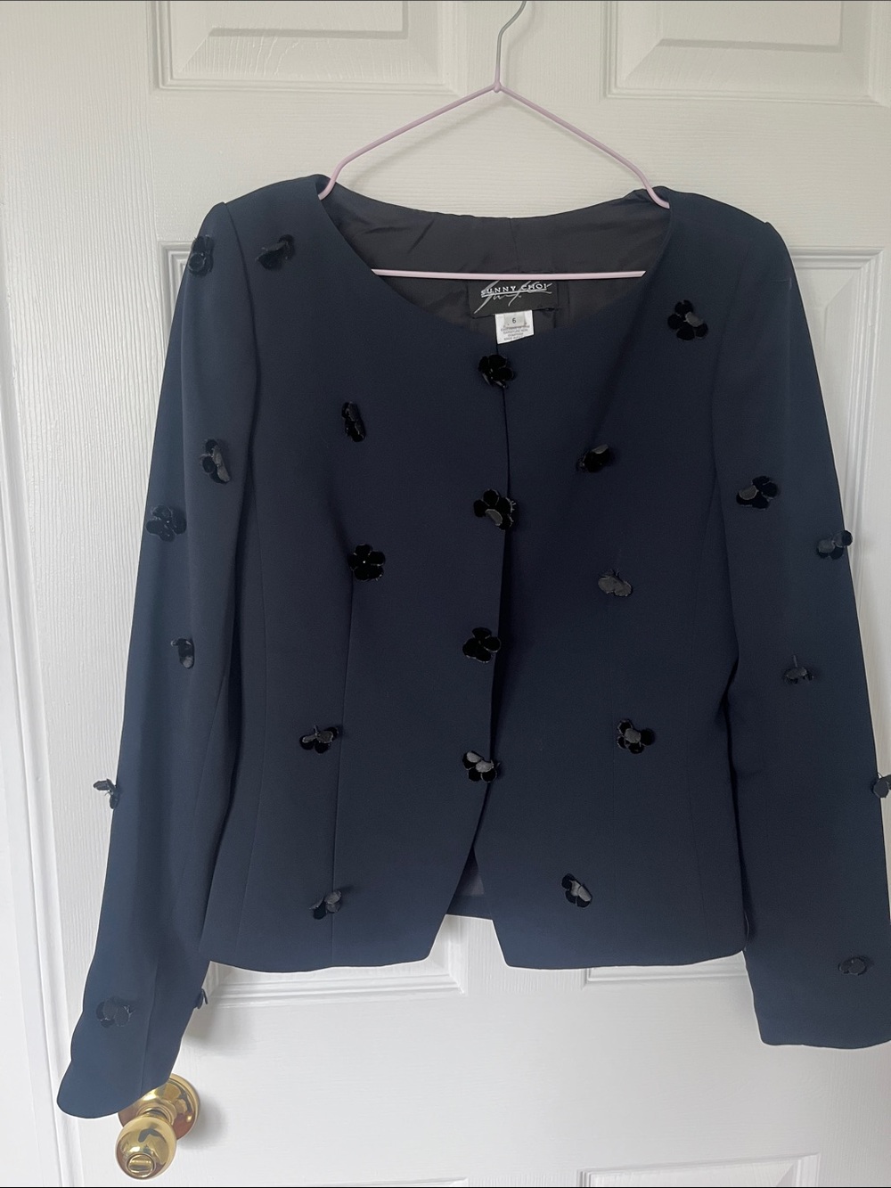 Sunny Choi Elegant Black Embellished Women's blue Jacket